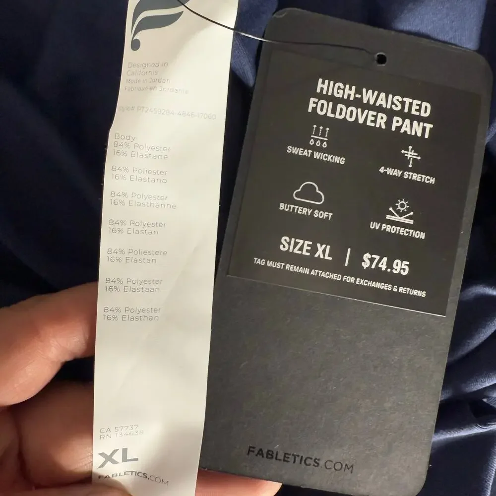 Fabletics High Waisted Foldover Leggings, Blue, XL
